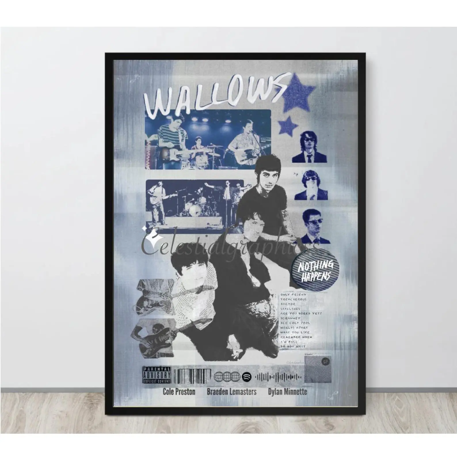 Wallows album poster (Nothing Happens), graphic music poster, home decor, Indie music