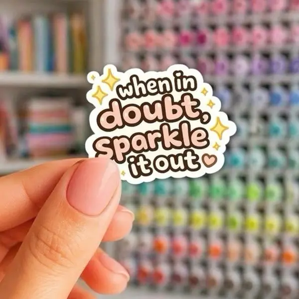 "In When in Doubt Sparkle It Out" Vinyl Decal - Kiss-Cut Inspirational Adhesive Decorative Sentiment Die-Cut Sticker for Laptops (DIY Scrapbooking & Stamping Supplies), Vinyl Decal Sticker, Decorative Sticker Stickers