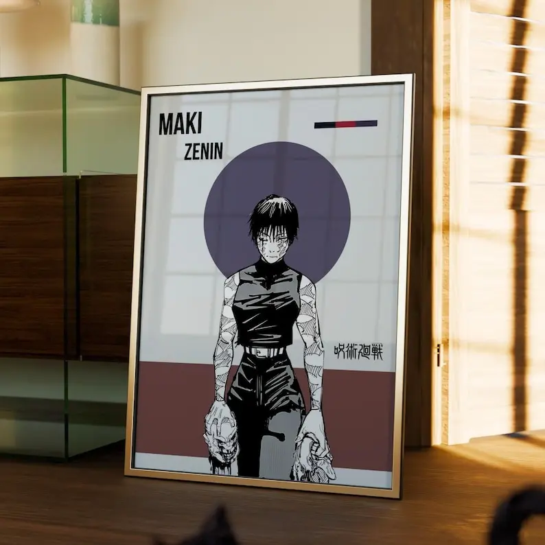 Maki Zenin Poster, Modern Jujutsu Kaisen Wall Art, Graphic Anime Design, Minimal Aesthetic Decor, Gift for Anime Otaku