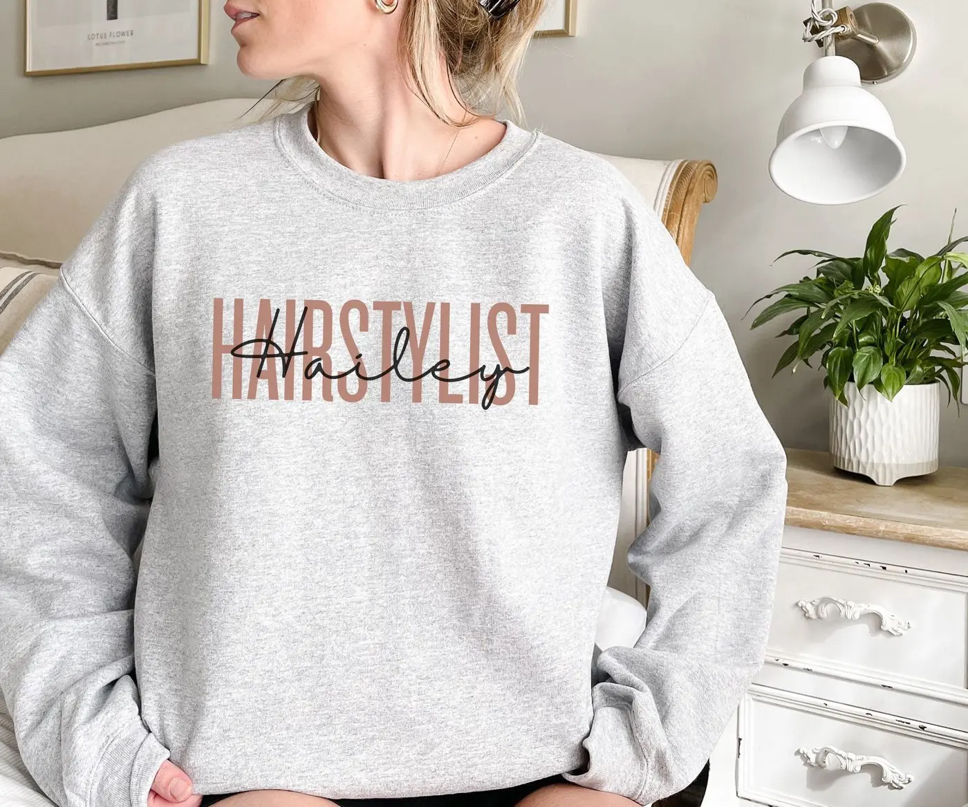 Custom Hairstylist Sweatshirt, Personalized Hairdresser Sweater, Custom Gift for Hairdresser, Cosmetology Grad Gift, Cosmetologist Crewneck