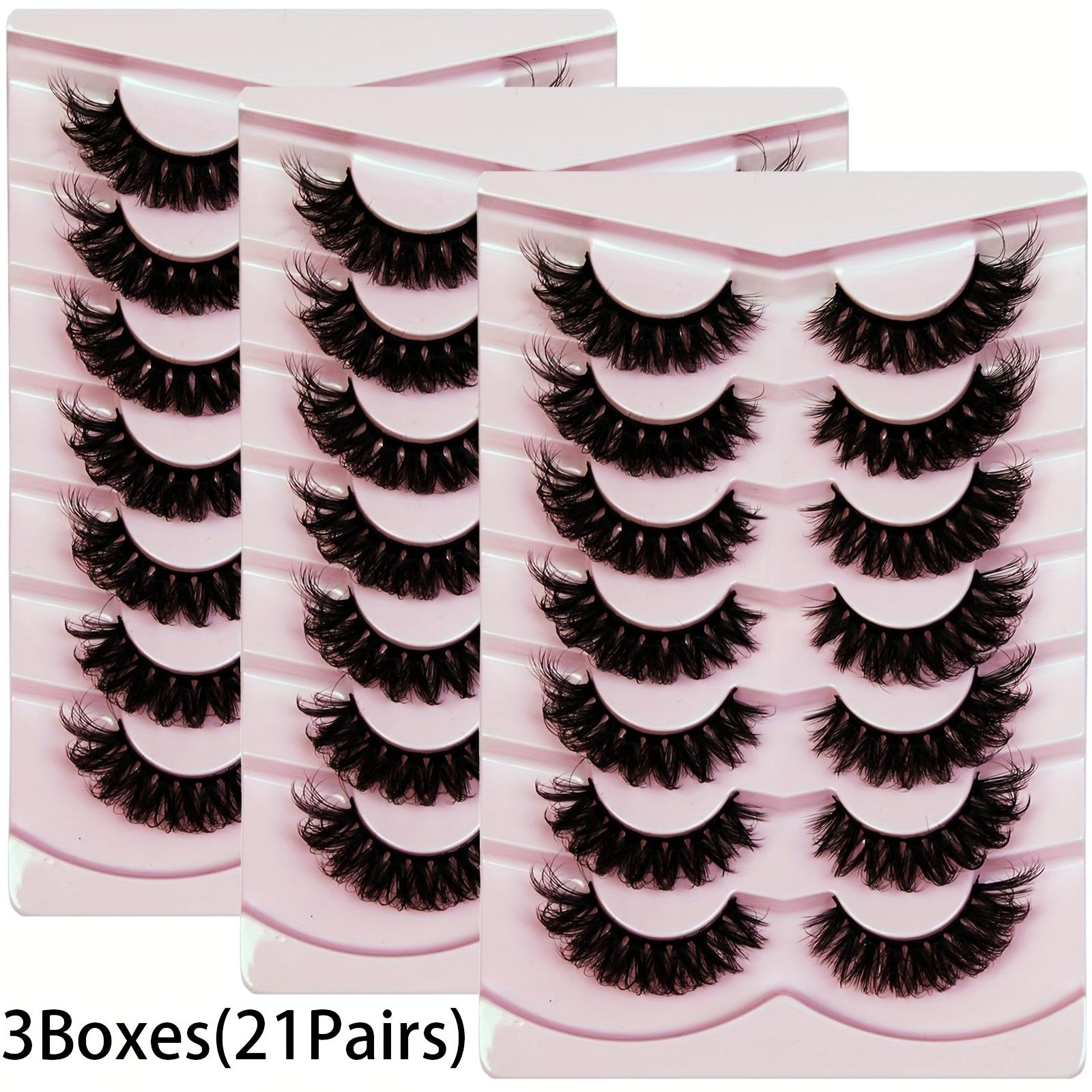 3-Pack Faux Mink Strip Lashes 21 Pairs Soft Lightweight Fluffy Wispy False Eyelashes, Natural To Volume Look, Multipack Lash Set For Daily & Party Makeup