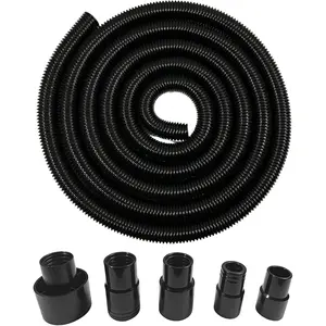 Shop Vacuum Dust Collection Hose Kit, 12 Ft Dust Collection Hose Kit with 5 Vac hose Fittings/Attachments for Multiple Types/Brands of Woodworking Power Tools  and Wet/Dry Shop Vacuums