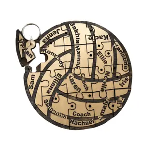 Personalized Volleyball team keychains - 17+ piece soccer ball puzzle