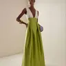 LikeMyChoice 2026 Women's Elegant Deep V-Neck 2-Tone Satin A-Line Maxi Dress - Sleeveless, High Waist, Old Money Aesthetic - Evening Gowns, Wedding Guest Dresses, Black Tie Option, Casual Minimalist Womenswear