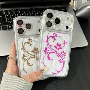 Purple Floral Pattern Phone Case Compatible with iPhone 17, 16, 15, 14, 13 Pro Max, Air, and Plus, as well as the stylish iPhone 16 Plus. Stylish, shock-resistant, full-coverage design that is also compatible with MagSafe magnetic charging. Unisex.