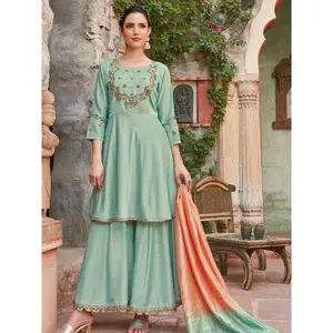 Tas Pastel Mint Sharara Suit