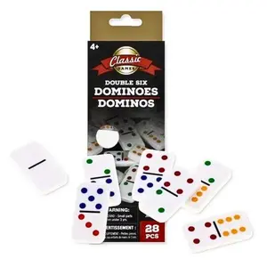 Classic Double Six Dominoes Game Set – Petite Size, 28 Colorful Tiles