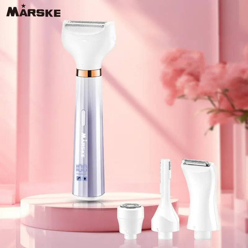 4 in 1 Electric Shaver, 1 Box USB Rechargeable Hair Removal Tool for Nose, Face, Arms, Legs, Underarm, Bikini Area, Wet and Dry Use Trimmer for Women