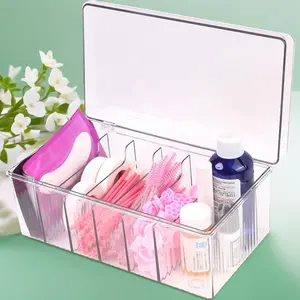 Acrylic Lash Cart Organizer for Lash Techs – Clear Storage Box for False Eyelash Extensions, DIY Lashes & Brows at Home, Separated Lash Trays with Dividers