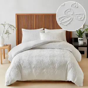 Washable polyester duvet cover set 2/3 piece set - Decorative duvet cover, 1 duvet cover and 1 or 2 pillowcases, 3D bow pattern, soft and comfortable polyester fiber bedding set, personalized and perfect, hotel quality, multiple sizes available