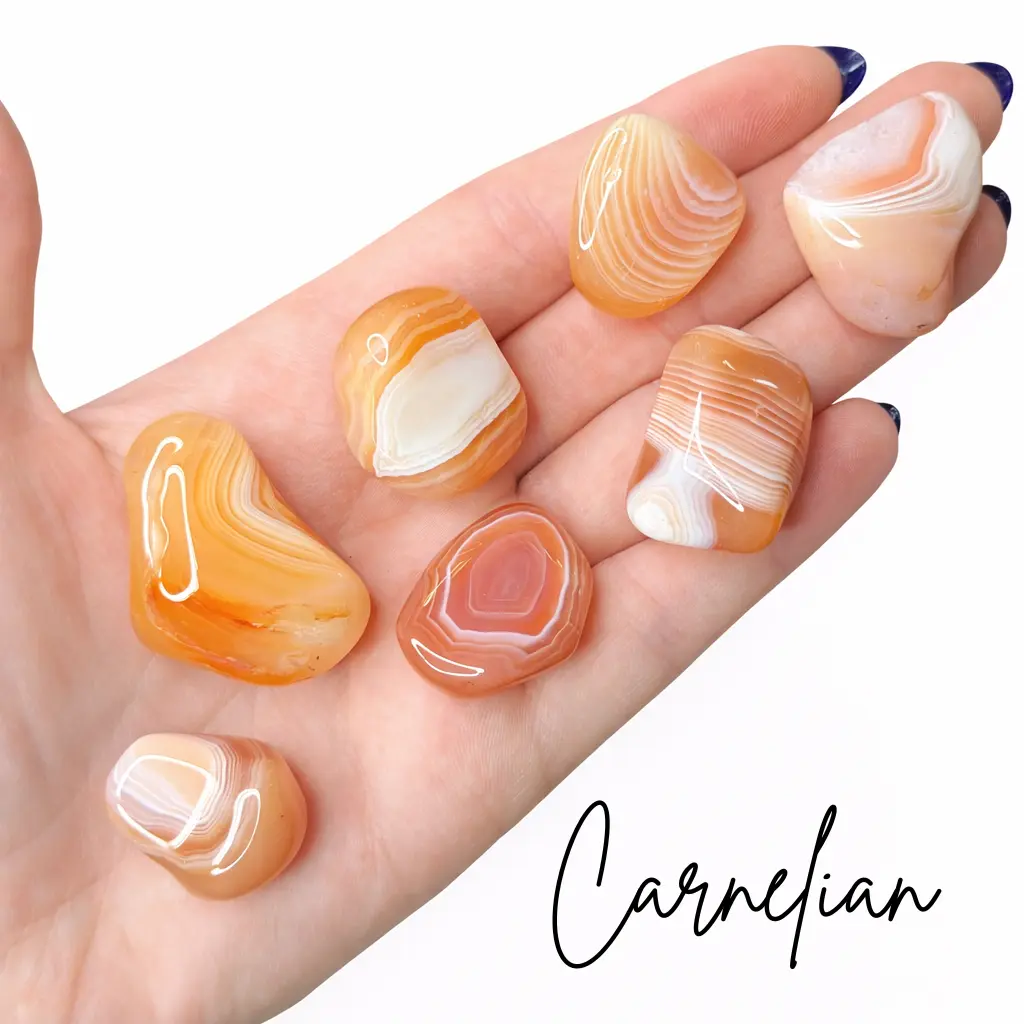 Banded Carnelian, Tumbled Carnelian, Banded Agate, Healing Carnelian
