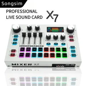 X7 Professional Streaming Sound Card, Mixer Sound Card, Full Metal Body, 48v Phantom Power, Clear No Noise, High-Quality Audio Recording & Output