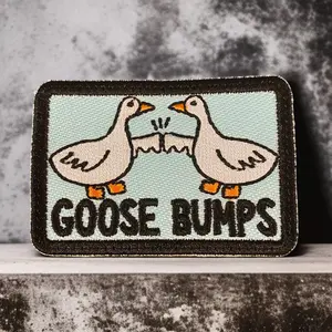 Goose Bumps Funny Goose Patch Fist Bumping Cute Geese Embroidered Iron On Sew On or Hook Backing for Jackets Bags 3 Sizes Whimsy Feathery