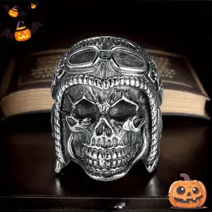 Gothic Rings - European and American Popular, High-End Fashion Skull, Gun Metal, Vintage, Death Motif Costume Jewelry Ring, Skull Rings