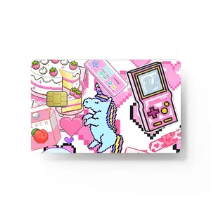 Pink Pixel Unicorn Debit Card Skin - Credit Card Cover for Women and Girls, Easy to install and remove, Suitable for Small Chips