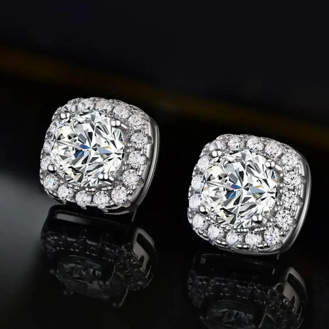 【Must be】S925 Silve Moissanite Stud Earrings Fashion Classic Ear Jewelry Gift for Men Genuine Authenticity Certificate，Mother's Day gift，combination/stud earrings Elegant Classical