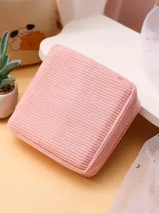 Hot Selling Corduroy Travel Makeup Bag, Portable Multi-Functional Makeup Organizer Pouch, Cosmetic Pouch, Large Capacity Cotton Pad Holder, Cosmetics Bag