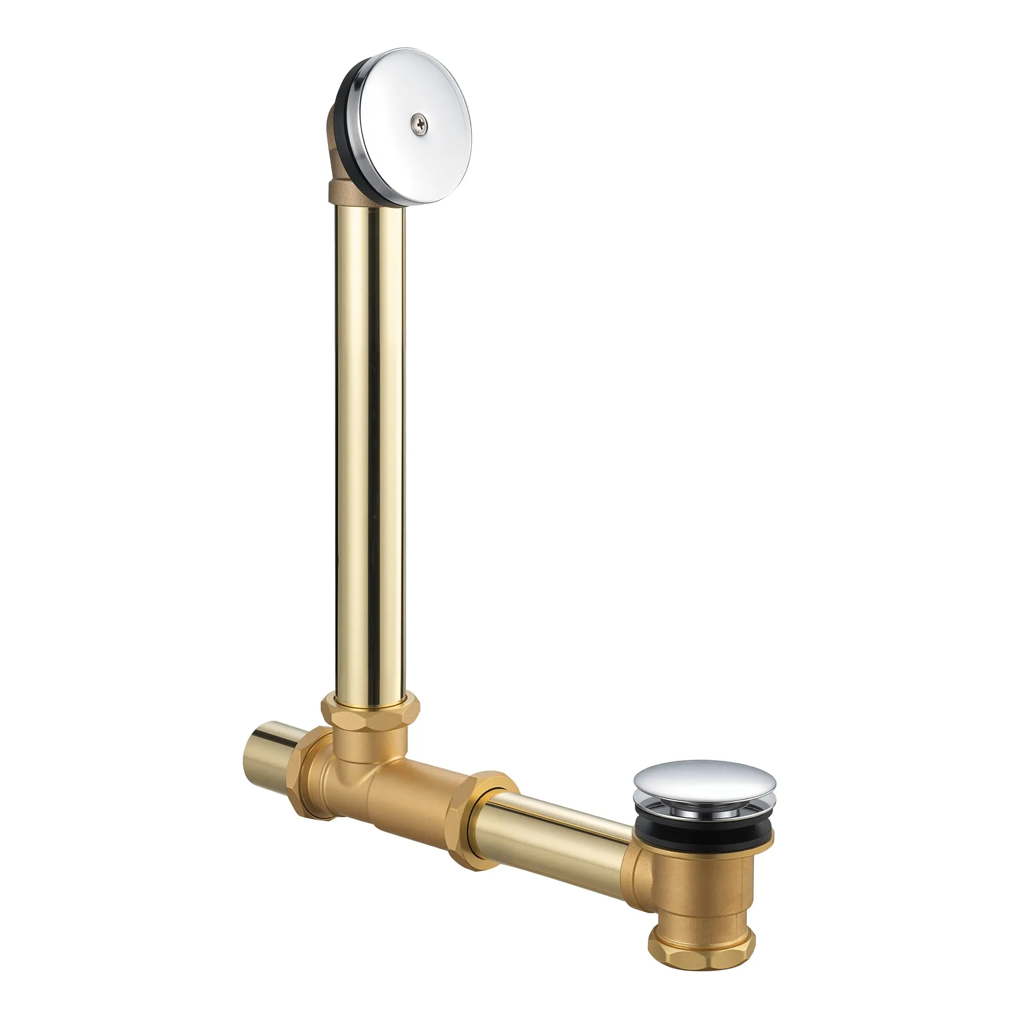 Tub Drain Kit, Solid Brass Tip-Toe Bathtub Waste and Overflow Kit