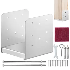 VEVOR 6x 6 Post Base, 1Pcs Stainless Steel Adjustable Post Anchor Bracket(Internal 5.9x 5.5), Adjustable Post Base for Pavilion Deck Porch Handrail Railing Support Decorative Anchor Plate