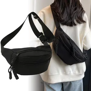 Women's Plain Color Zipper Fanny Pack, Casual Multi-pocket Waist Bag, Adjustable Hands-free Chest Bag for Sports, Travel, Daily Use, Jogging, Hiking, Lightweight Durable Everyday Belt Bag