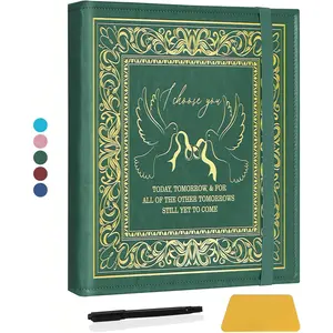 Valentine's Day Handmade DIY Photo Album for 3x5 4x6 5x7 Pictures Anniversary Album for Girlfriend Boyfriend Couples Memory Book Engagement Scrapbook Dark Green