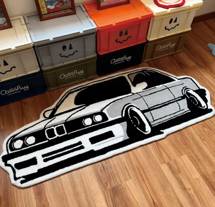 Car Cartoon Rug Decorative Floor Mat - Fun & Playful Design for Homes & Vehicles - Enhances Aesthetics & Adds Whimsy to Any Space