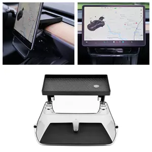 1 Set | Black |ABS+PC| Tesla Model 3 Model Y Center Screen Storage Box | Magnetic Style Set | Large Storage Space | Free Elastic Coin Case+Double-Sided Sticker+Magnetic Sticker+Stylized Paper Towels+2 Pcs Silicone Water Coaster