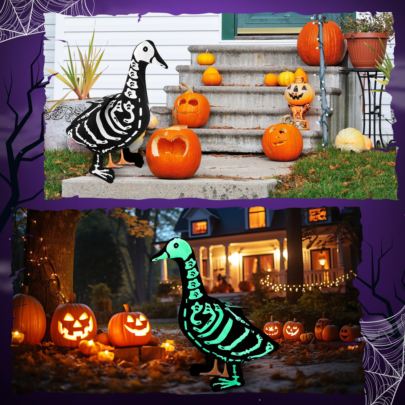 Halloween Porch Goose Outfits Glow in the Dark Skeleton Pumpkin Costume Clothes Accessories for 23'' Plastic/ Cement Goose Statue, Halloween Outdoor Patio Yard Lawn Decoration Halloween Porch Goose Outfits Glow in the Dark Skeleton Pumpkin Costume Clothes Accessories for 23'' Plastic/ Cement Goose Statue, Halloween Outdoor Patio Yard Lawn Decoration