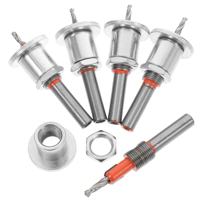 5Pcs Woodworking Countersink Drill Set with Adjustable Bit Depth Stop for Depth Control, Includes 8mm Countersinking Bit & 2.8/3.0/3.2/3.5/4mm Drills for Wood Surfaces (millimeters units used for precise measurements)