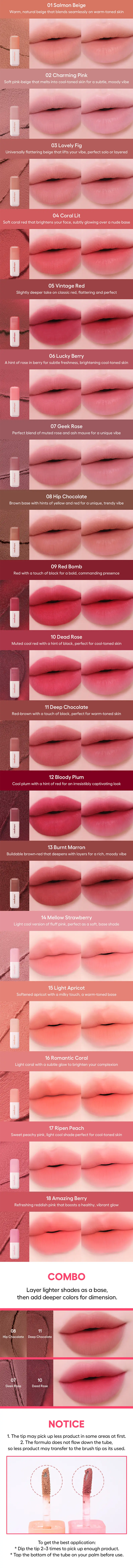 Product Introduction of Colorgram Nude Blur Tint – soft velvet matte lip & cheek stain with airbrushed finish & long-lasting comfort 9