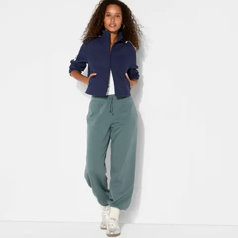 Women's Mid-Rise Fleece Wide Leg Joggers - Wild Fable, Drawstring Sports Pants, Wideleg Sweatpants, Workout Pants, Casual Comfy Bottoms