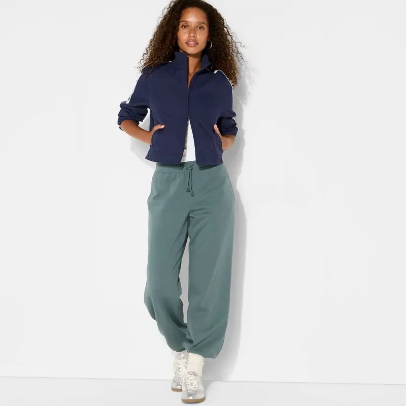 Women's Mid-Rise Fleece Wide Leg Joggers - Wild Fable, Drawstring Sports Pants, Wideleg Sweatpants, Workout Pants, Casual Comfy Bottoms