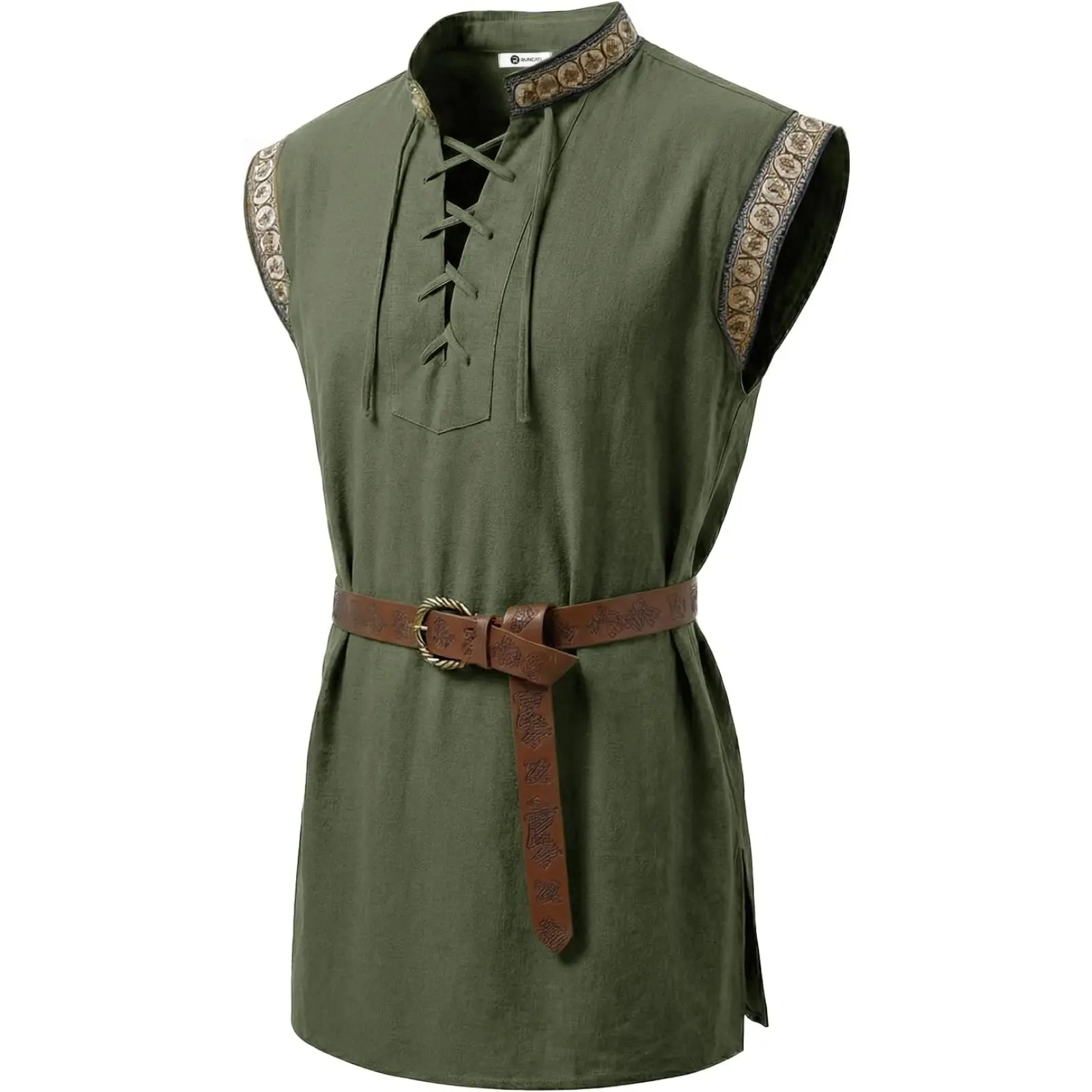 Runcati Mens Renaissance Pirate Shirt Medieval Sleeveless Tunic Lace Up Knight Viking Halloween LARP Shirts Runcati Mens Renaissance Pirate Shirt Medieval Sleeveless Tunic Lace Up Knight Viking Halloween LARP Shirts