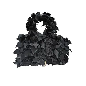 Pre-owned Balenciaga Bow Hourglass Bag Platform Triple Inspection Black Ruffled Design Handbag with Bow Detail & Hourglass Shape for Stylish & Functional Accessories