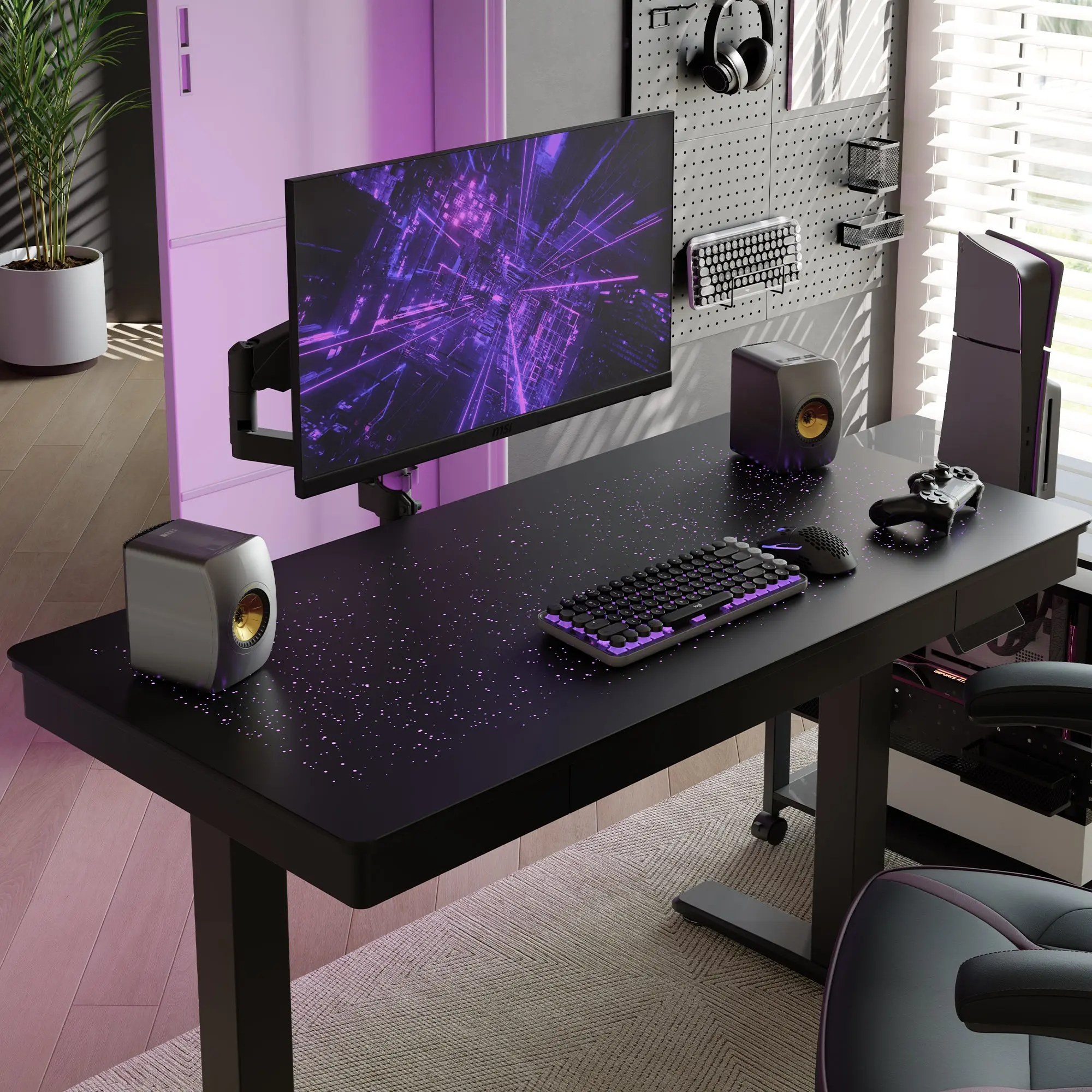 Wonder,  Touch-Activated Glowing Glass Standing Desk (47"x23")
