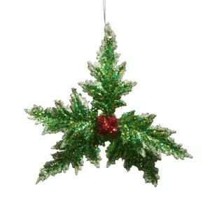 Glitter Holly Ornament