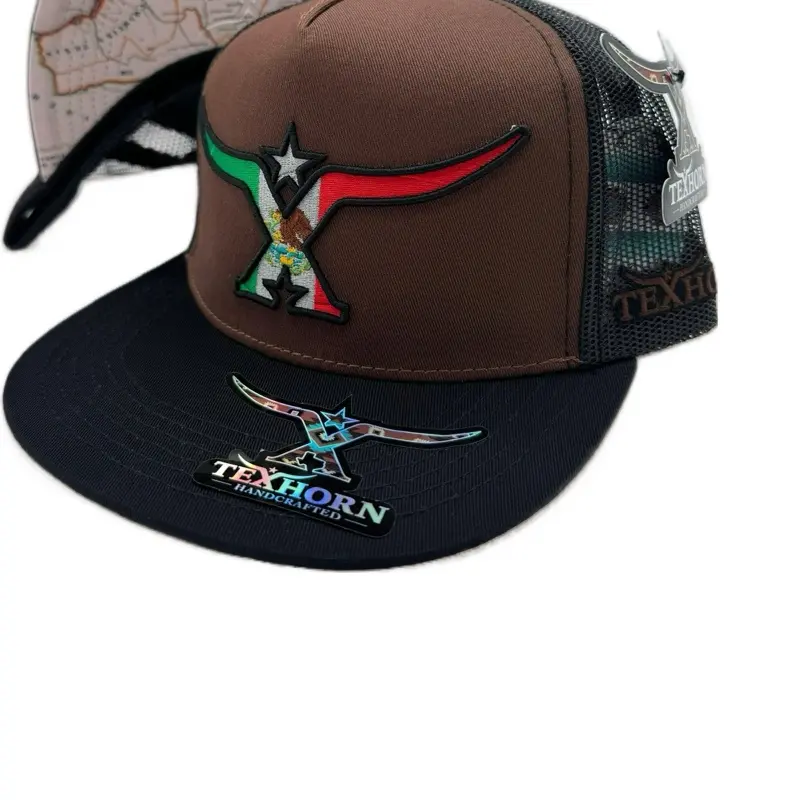 ESCOBEDO Brown & Black TEXHORN CAP with Authentic Logo and Adjustable Visor