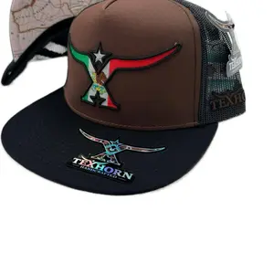 HIDALGO Brown & Black TEXHORN CAP with Authentic Logo and Adjustable Visor