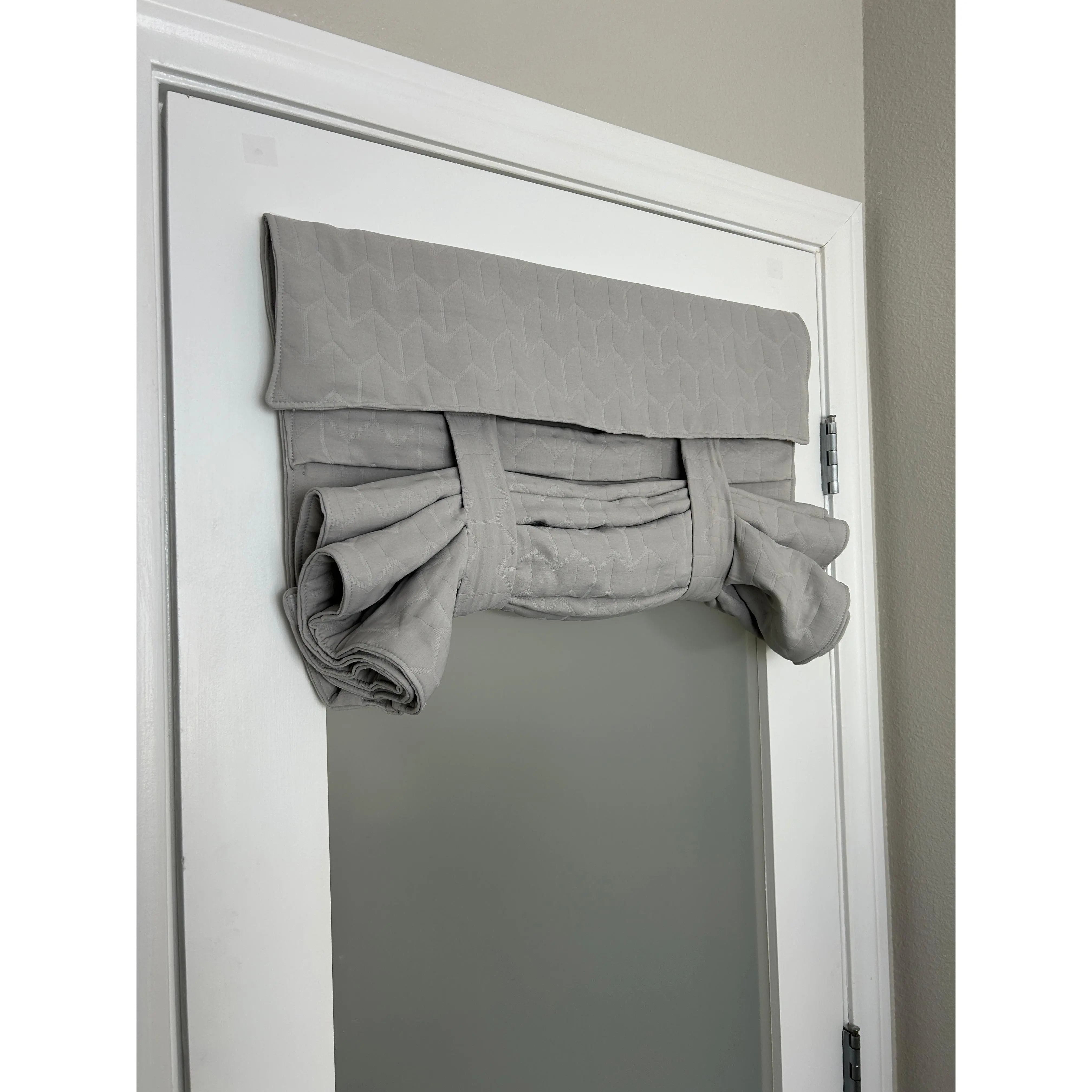 Light Gray Quilted Washable French Door Curtain - 1 Panel