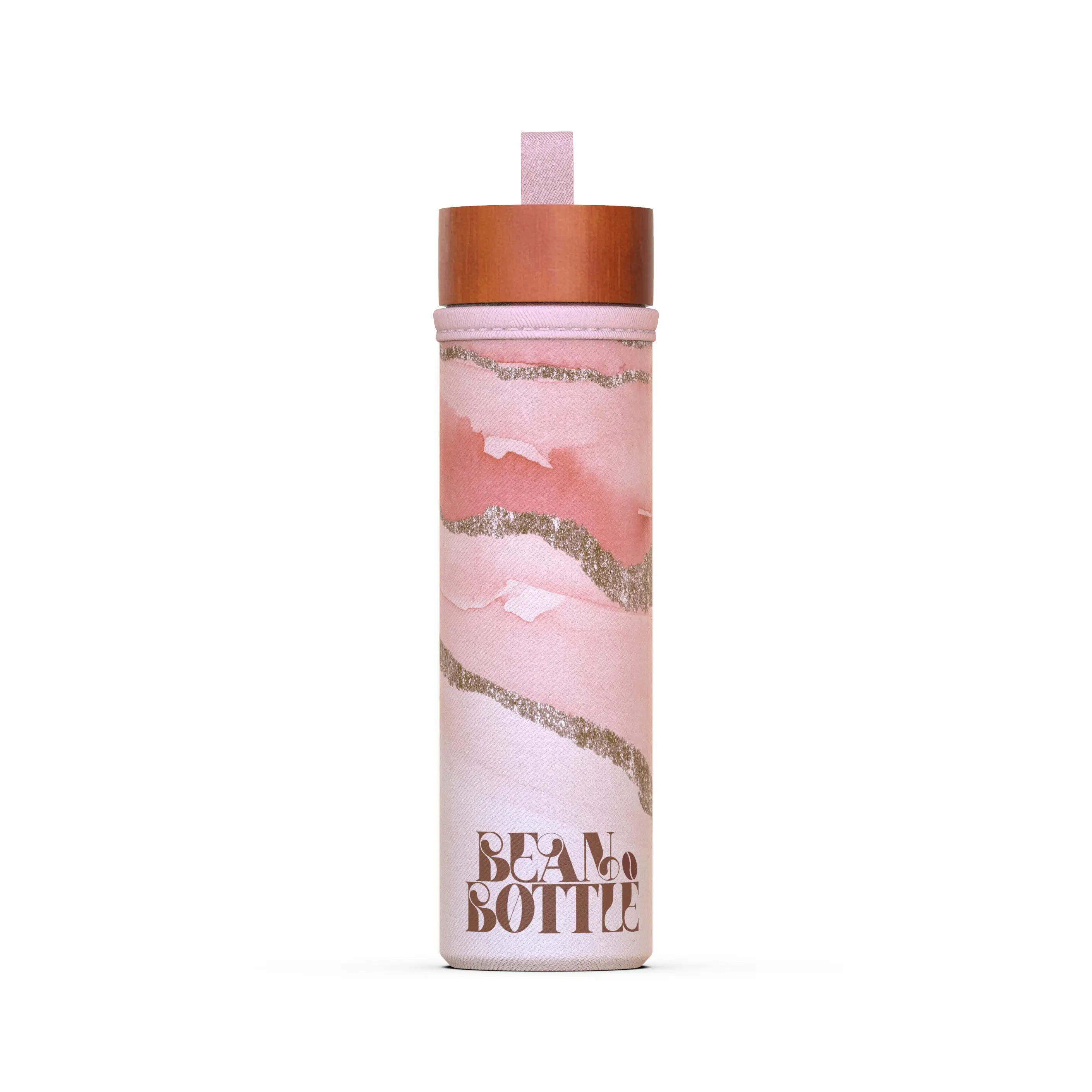 BEAN BOTTLE - Double Walled Glass Coffee Tumbler (Pink Glitter)