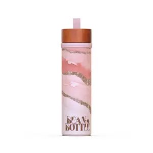BEAN BOTTLE - Double Walled Glass Coffee Tumbler (Pink Glitter)