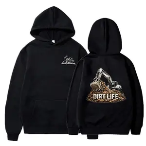 Dirt Life Excavator Hoodie, Heavy Equipment Operator Graphic Hoodie, Construction Worker Hoodie, Blue Collar Workwear Apparel, Gift for Excavator Operators, Dirt Work Lifestyle Hoodie
