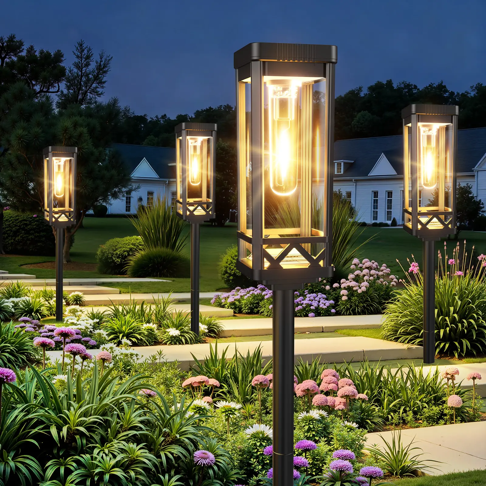 KOOPER Taller Solar Pathway Lights Outdoor, 8 Pack Upgraded Brighter Solar Garden Lights Solar Powered, Up To 15 Hours Outdoor Solar Lights for Yard Landscape Lighting Path Walkway Driveway Sidewalk