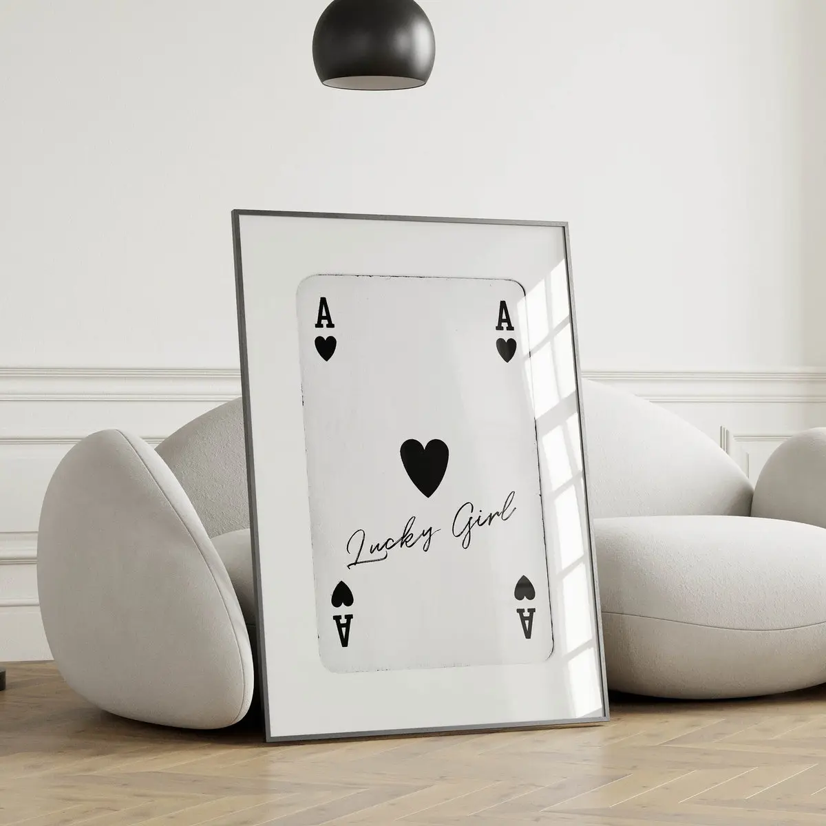 Ace of Hearts Poster – Lucky Girl Syndrome Wall Art, Trendy Retro College Apartment Decor, Funky 70s Bar Cart Aesthetic Print, Unframed