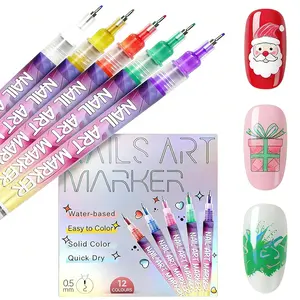 Holiday haul-New Year's gift!12 Color Nail Doodle Pen for DIY Nail Art Quick Drying Acrylic Painting and 3D Dot Embroidery mma acrylic nail - On Nails Quick Drying Dot Stitching Nail Art Pen for Home Salon, Nail Care Cutics Manicure Polish Cosmetic