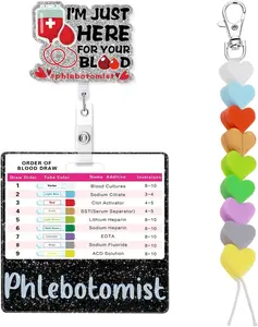 Phlebotomy Badge Reel Set Order of Draw Badge Card Beads (Phlebotomist)