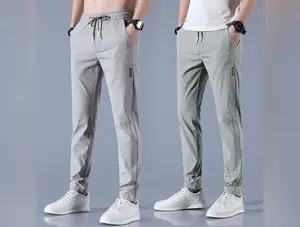 Summer Ice Silk Men's Stretch Breathable Straight Sports Trousers