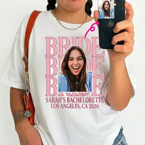 Custom Bride Face Photo T-Shirt - Personalized Bachelorette Party Tee - Funny Bride Squad Gift - Plus Size S-6XL