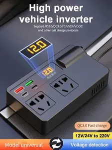 New Car Inverter Car Power Inverter Charger Adapter Plug Power Socket 12V24V to 220V Car Plug Converter with Switch And Current LCD Screen 30W USB-C PD Fast Charging High Efficiency Charger Suitable for Cars, Suvs And Trucks