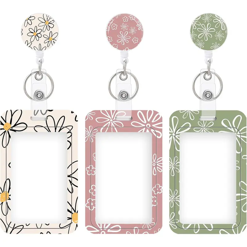 3 Set Heavy Duty Badge Holder with Retractable Reel,ID Badge Holder Key Card Work Badge Clip for Nurse Teacher Student Office Women Men